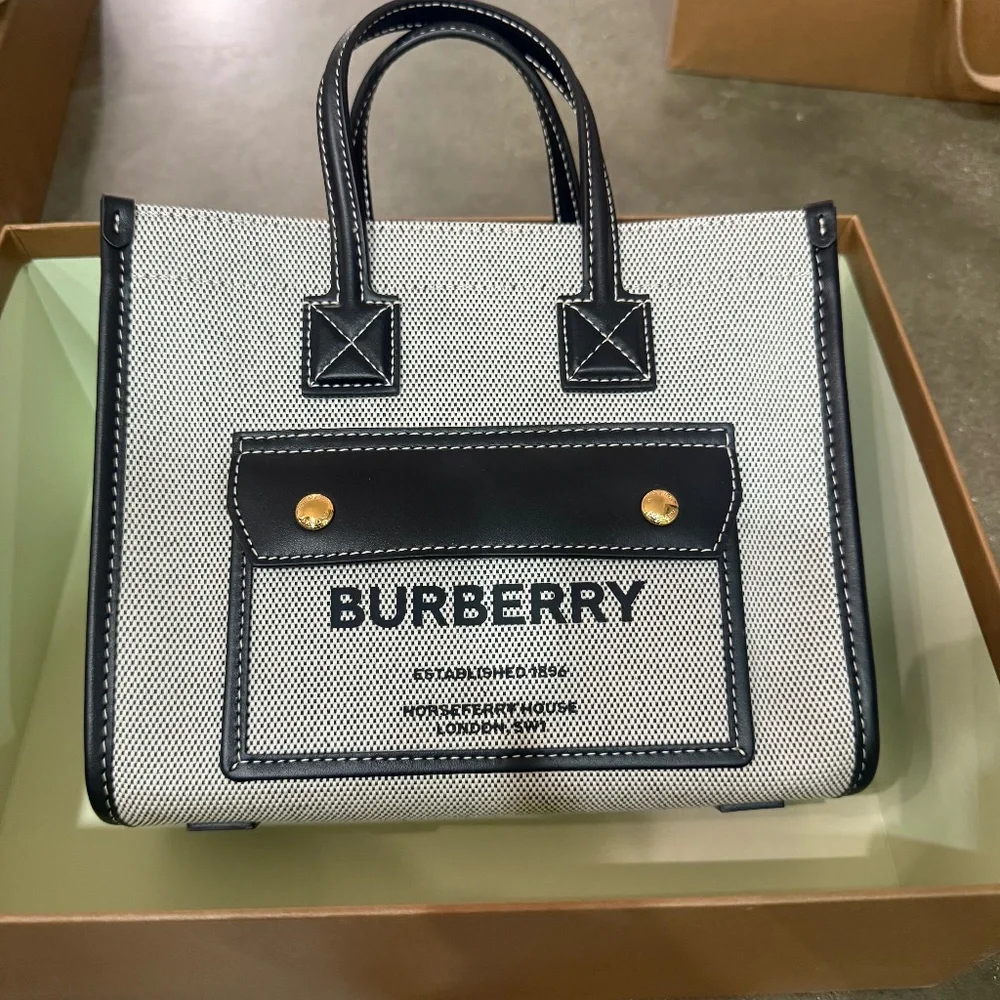Burberry Mini Two-Tone Canvas Tote - Picture 1 of 13